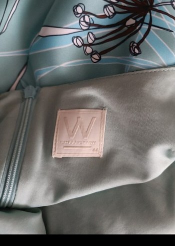 Turkuaz Çiçek Desenli midi Kadin Elbise - Görsel 4