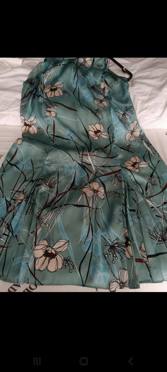 Turkuaz Çiçek Desenli midi Kadin Elbise - Görsel 3