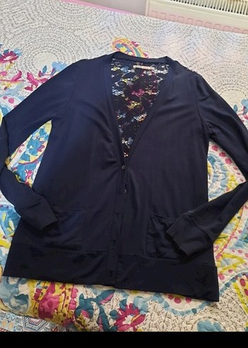 Lacivert Dantel Detaylı Uzun Kollu V Yaka Bluz - Görsel 6