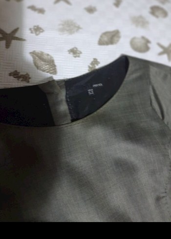 Düğmeli gri ipek yol elbise - Görsel 2