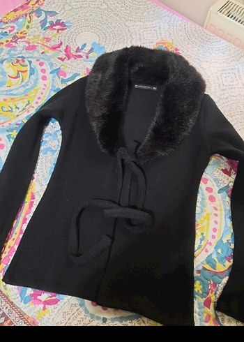 Kürklü Siyah Kadın bluz - Görsel 2