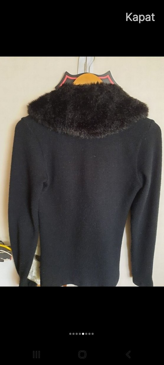 Kürklü Siyah Kadın bluz - Görsel 4