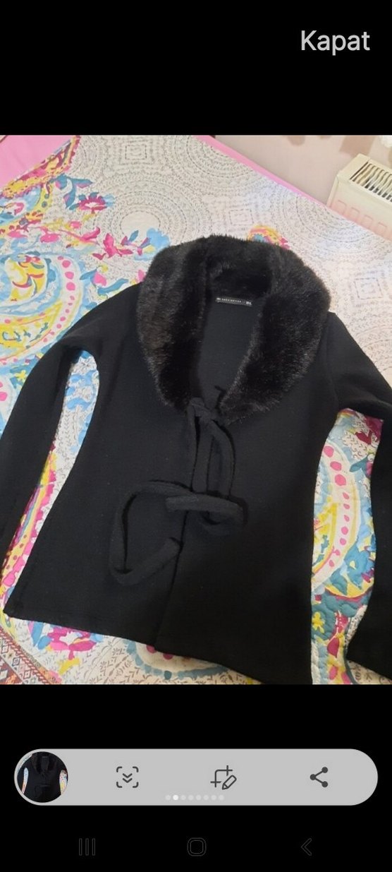 Kürklü Siyah Kadın bluz - Görsel 2