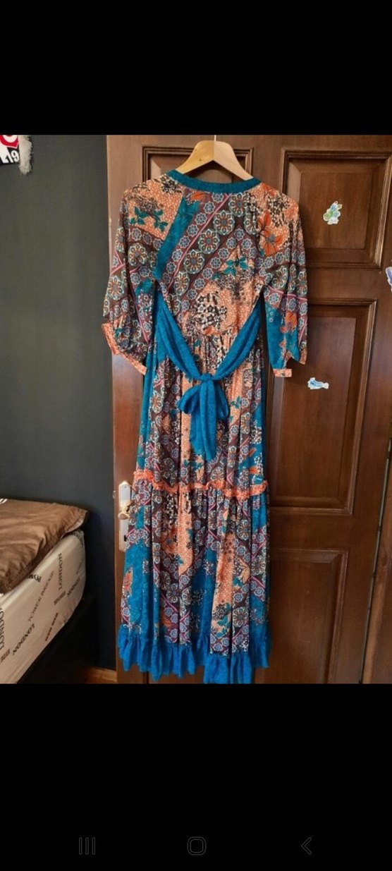 Bohem Tarz Turkuaz Uzun Elbise - Görsel 3