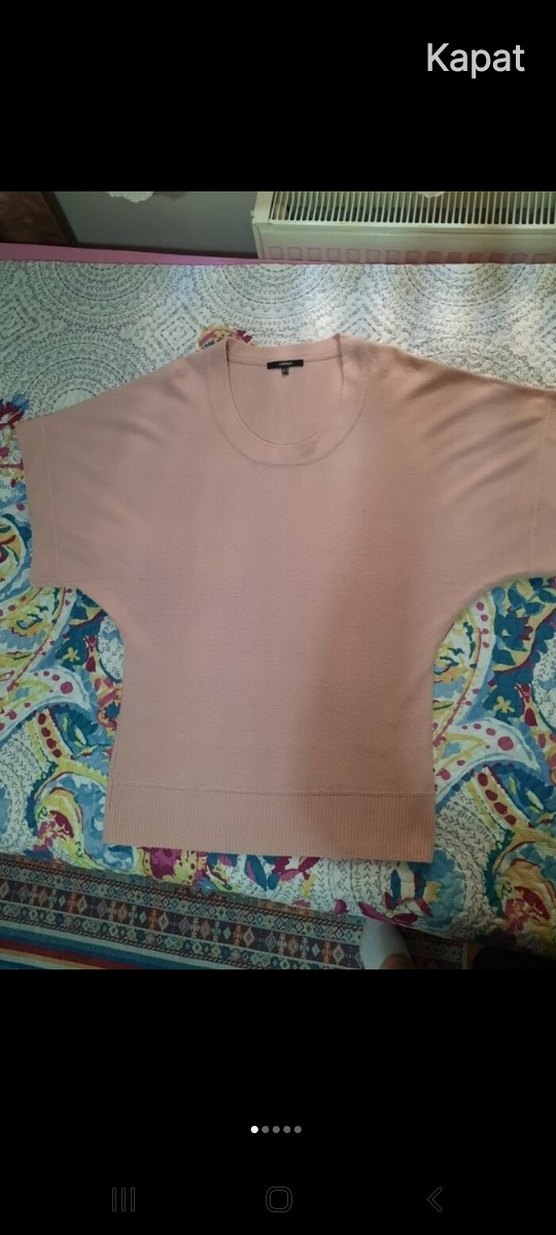 pembe Kadın Kısa Kollu Triko Kazak - Görsel 4