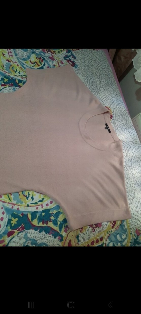 pembe Kadın Kısa Kollu Triko Kazak - Görsel 2