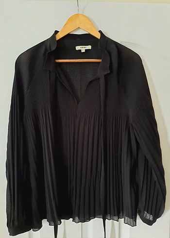 siyah Piliseli Uzun  Bluz - Görsel 2