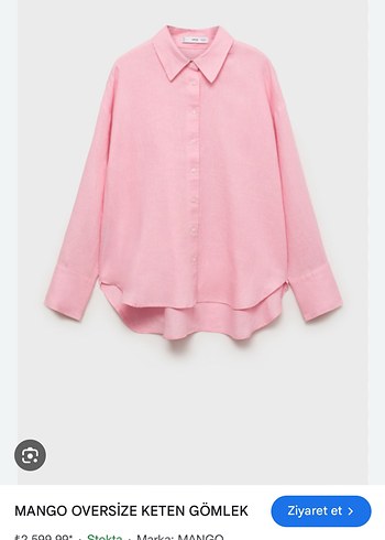 Mango Pembe Oversize Keten Gömlek
