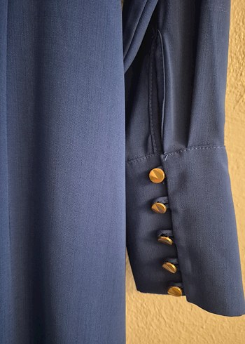 Diger Kadın Mavi Uzun Kollu Piliseli Elbise - Görsel 6