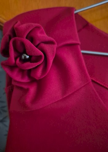 Bordo Hamile Midi Elbise - Görsel 5