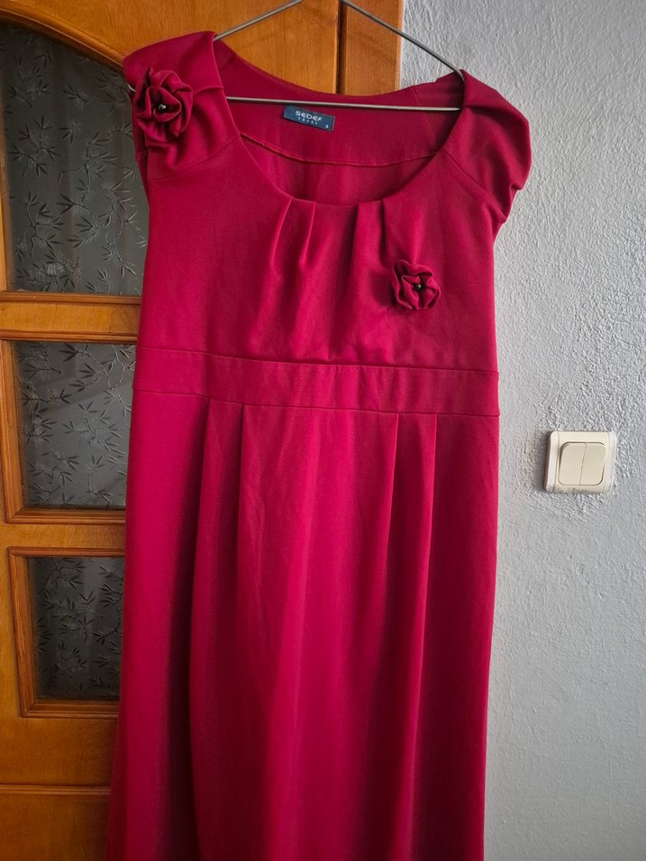 Bordo Hamile Midi Elbise - Görsel 3