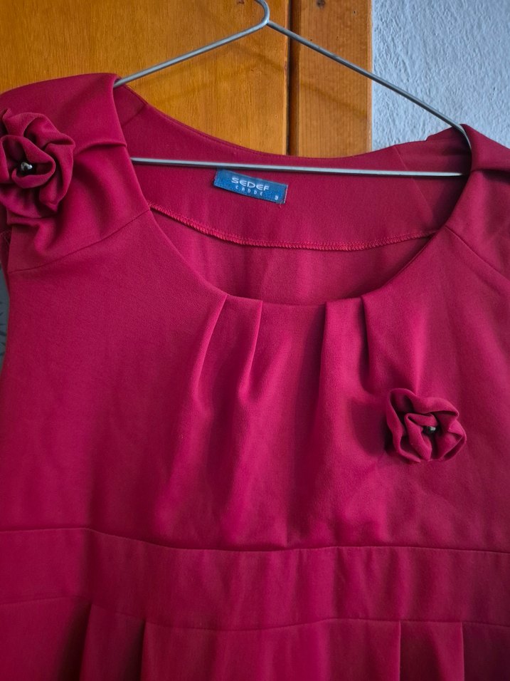 Bordo Hamile Midi Elbise - Görsel 4