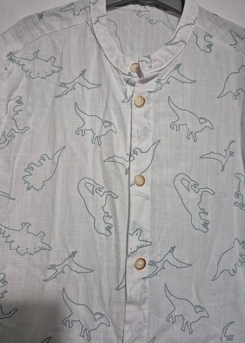 Erkek Çocuk Keten Baskılı Gömlek - Görsel 5