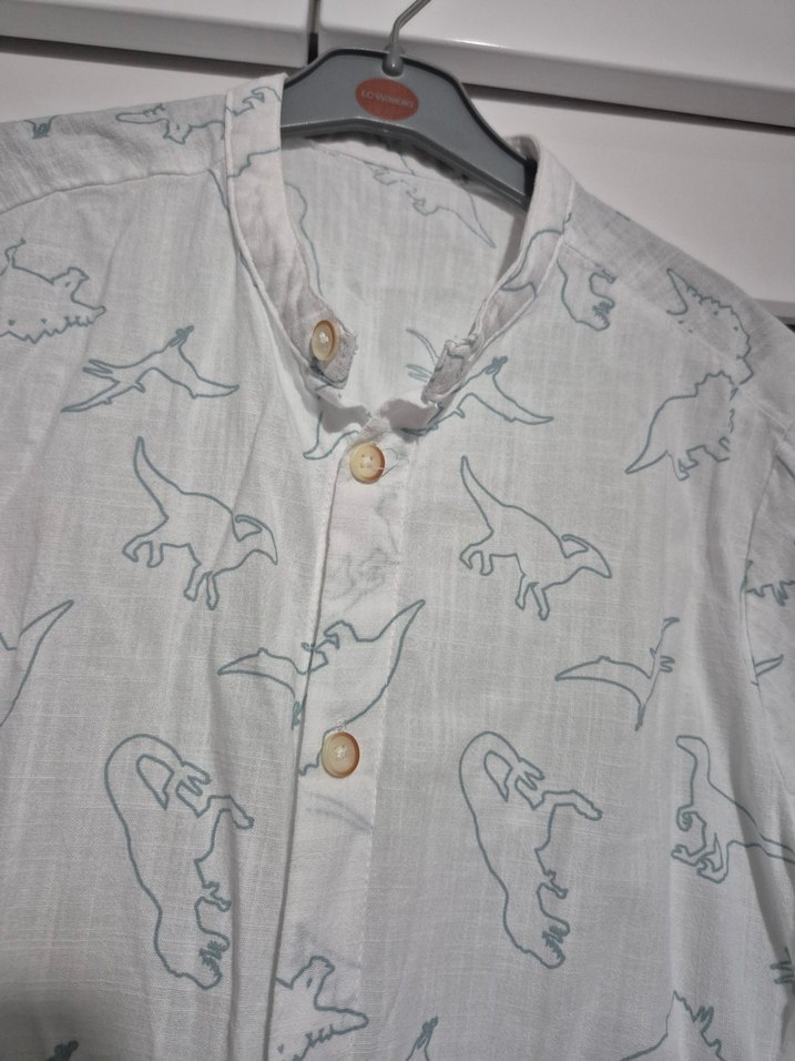 Erkek Çocuk Keten Baskılı Gömlek - Görsel 3