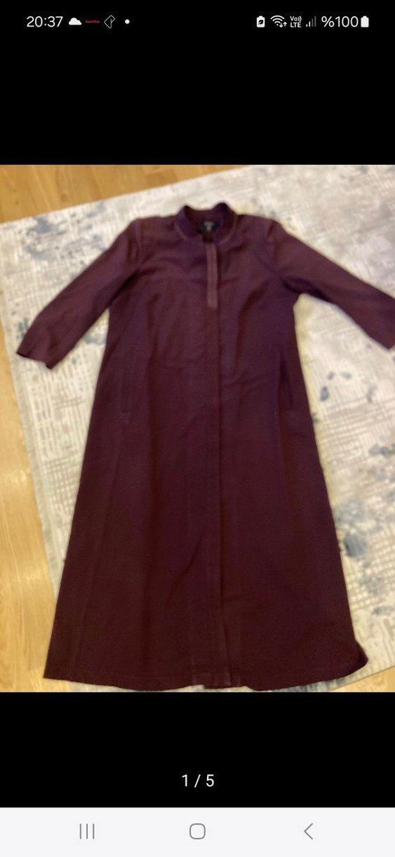 Bordo Uzun Kollu Kadın Ferace - Görsel 2