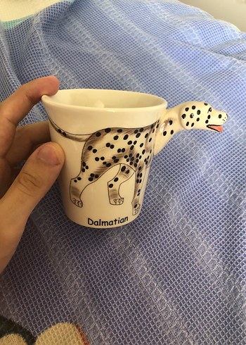  Beden beyaz Renk 3D Dalmaçyalı Köpek Figürlü Seramik Bardak