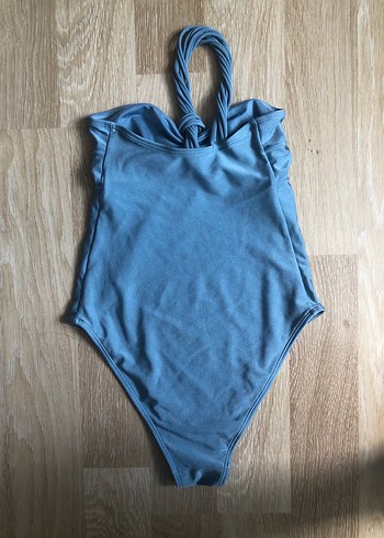 36 Beden mavi Renk ASOS Parlak Sim Görünümlü Mavi Tek Omuz Kadın Mayo