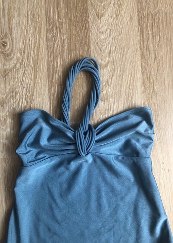 36 Beden ASOS Parlak Sim Görünümlü Mavi Tek Omuz Kadın Mayo