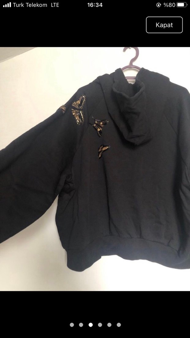 ALL SAINTS Siyah Pul İşlemeli Kelebekli Kapüşonlu Sweatshirt — görsel 3/6
