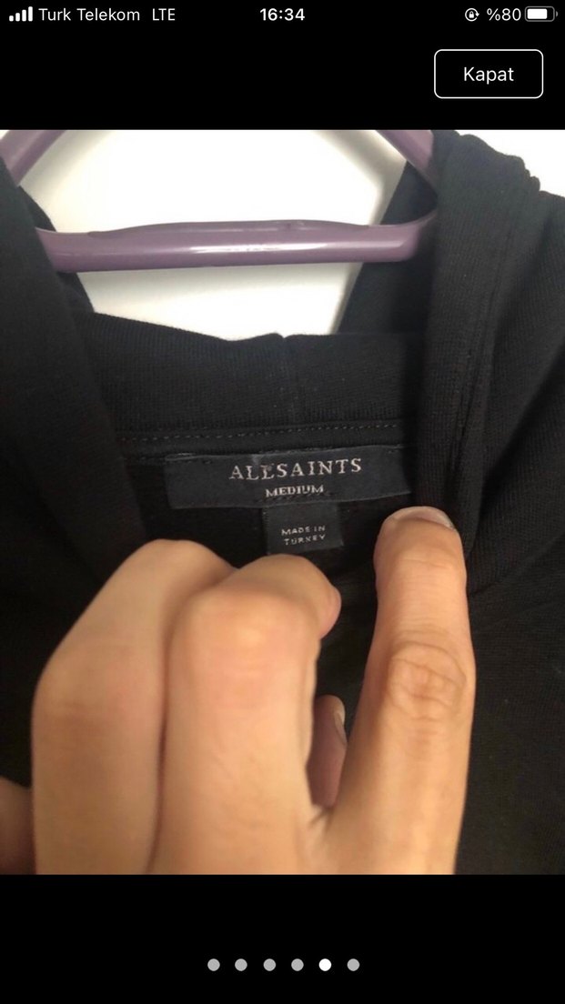 ALL SAINTS Siyah Pul İşlemeli Kelebekli Kapüşonlu Sweatshirt — görsel 5/6