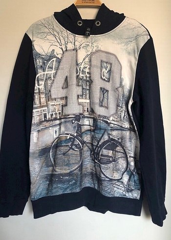 LC Waikiki Baskili Kapusonlu Sweatshirt