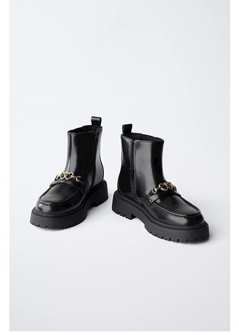 Zara Tokalı Siyah Parlak Deri Platform Bot - Görsel 2