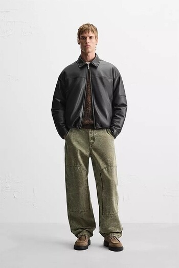 Zara Erkek deri Ceket - Görsel 7