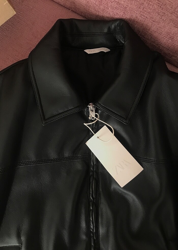 Zara Erkek deri Ceket - Görsel 5