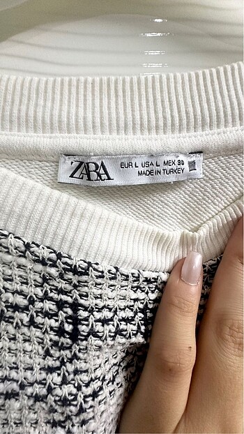 l Beden beyaz Renk Zara Balon Kol Sweatshirt/Bluz