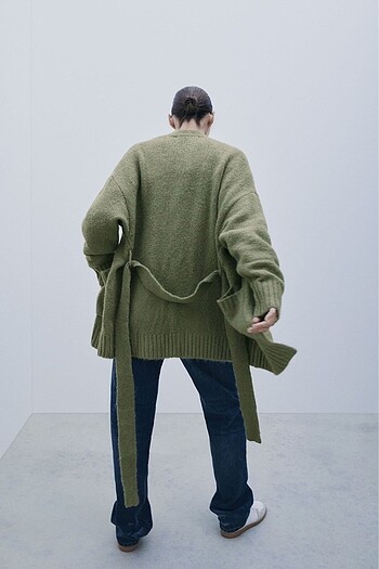 m Beden Zara Kuşaklı Oversize Ceket/Hırka