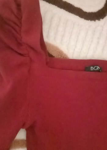 Bordo Kadın Triko Bluz, Uzun Kollu, Dar Kesim - Görsel 2