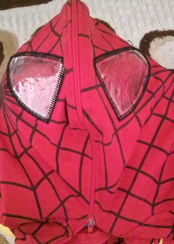 Kırmızı Parlak Fermuarlı Spiderman Yelek - Görsel 2