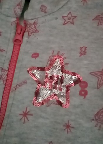 Kız Çocuk Gri Kapüşonlu Fermuarlı Sweatshirt - Görsel 2