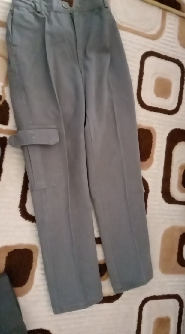 Gri Çocuk Kumaş Keten Pantolon, Beli Kemerli - Görsel 2