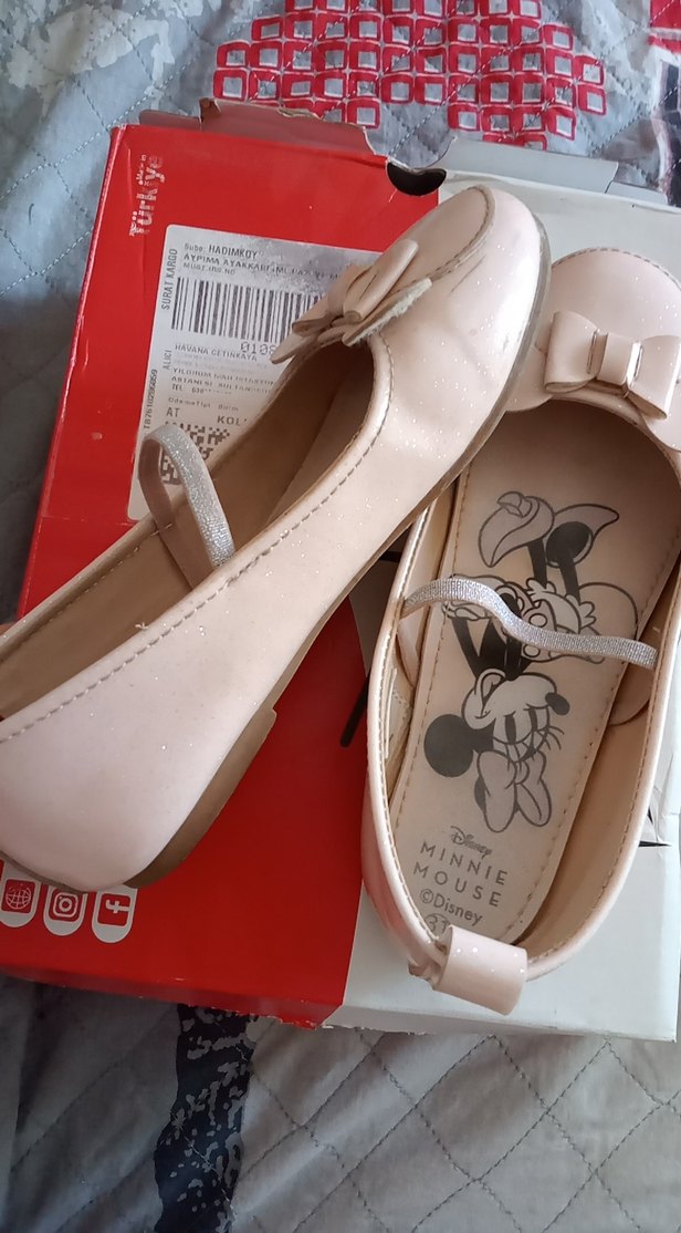 Pudra Parlak Minnie Mouse Kız Babet - Görsel 2