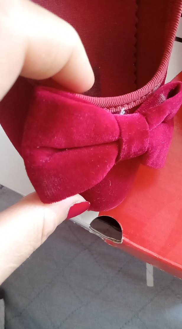 Kız Çocuk Bordo Kırmızı Fiyonklu Babet - Görsel 3