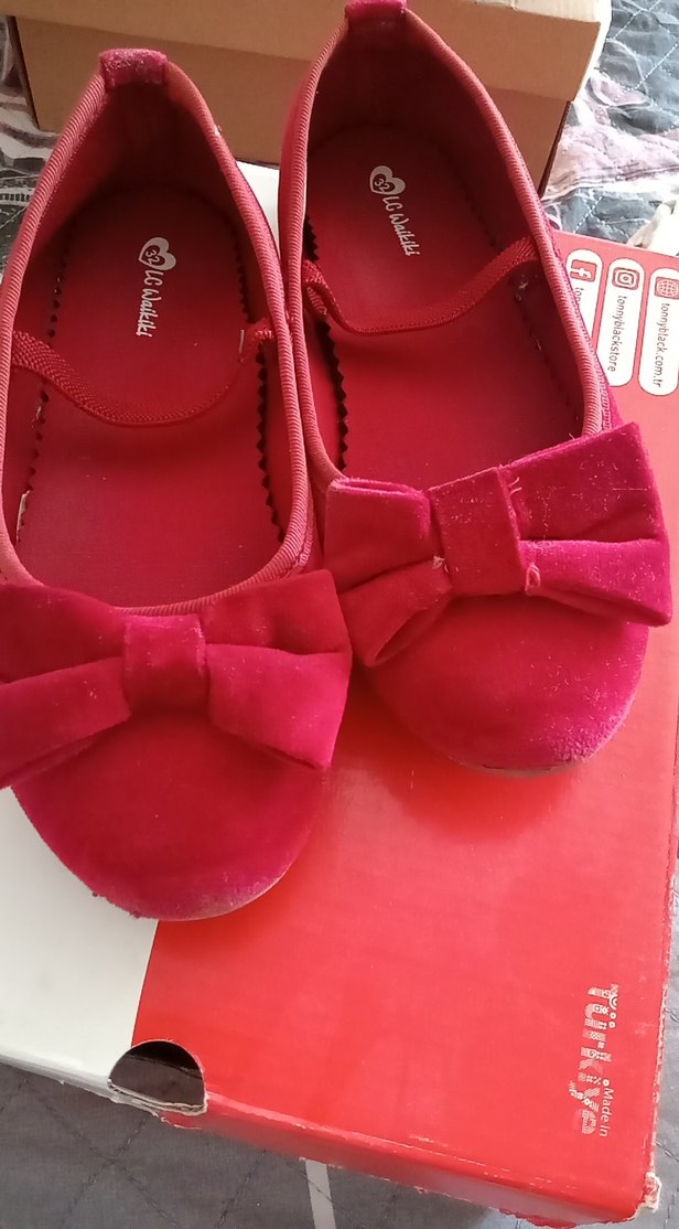 Kız Çocuk Bordo Kırmızı Fiyonklu Babet - Görsel 2