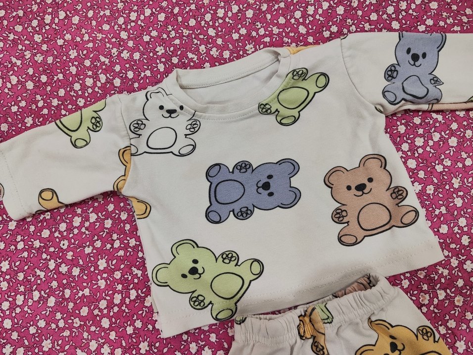 Renkli Ayıcık Desenli Çocuk Pijama Takımı - Görsel 2