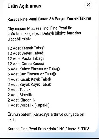 Karaca Karaca Fine Pearl 83 Parça Yemek Takımı