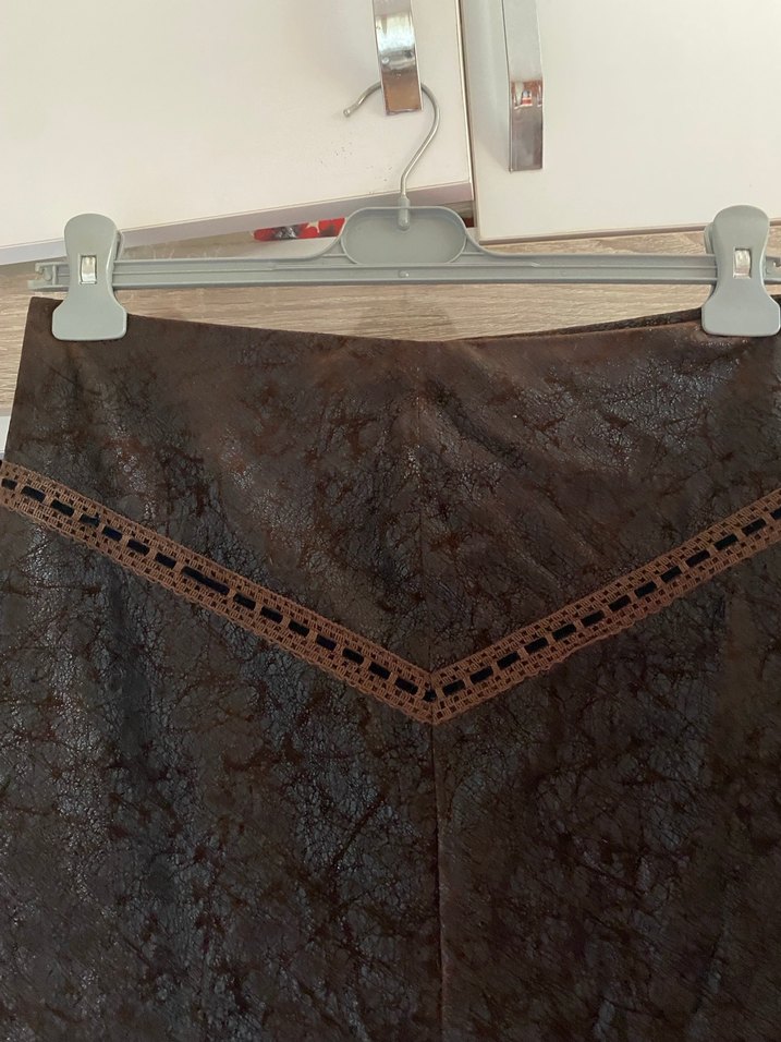 Kahverengi Süet Midi  Etek - Görsel 2