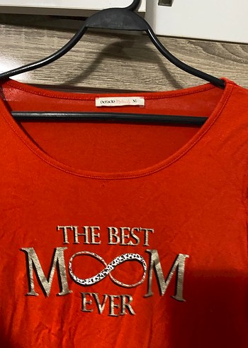 Kırmızı Baskılı Hamile Tişörtü, Kısa Kollu, Salaş - Görsel 2