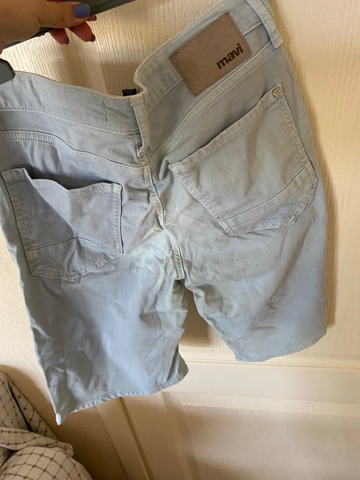 Gri Erkek Denim Rahat Kesim Şort - Görsel 4