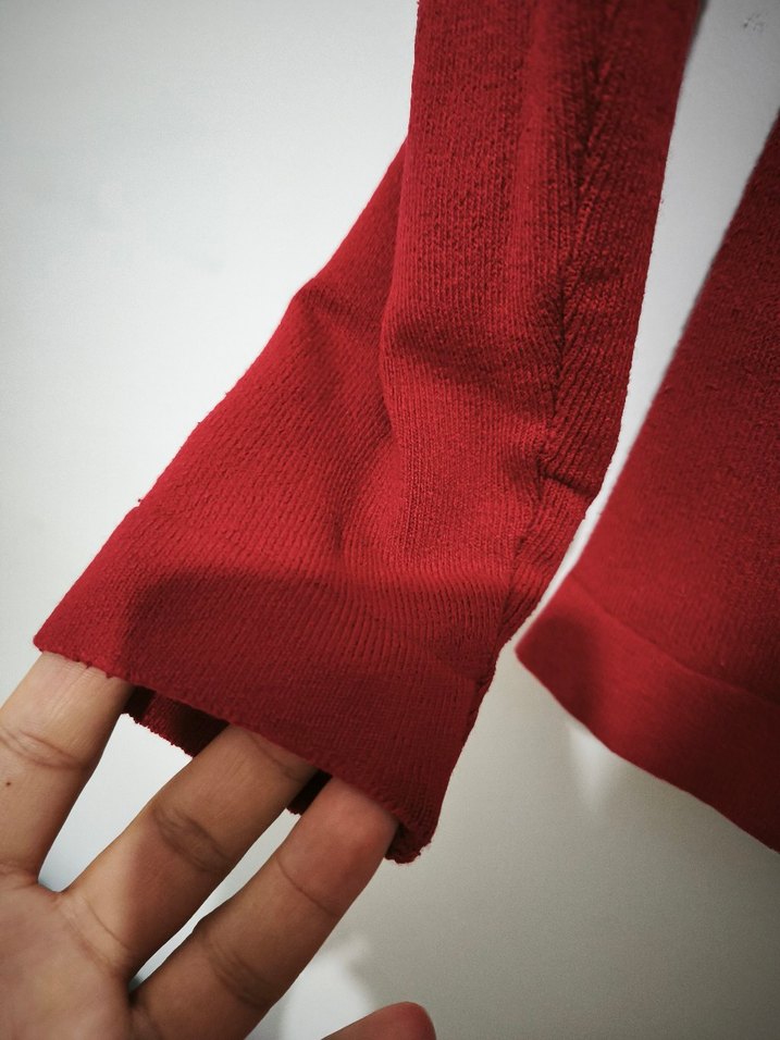 Nakışlı Kırmızı Triko Kadın Kazak - Görsel 5