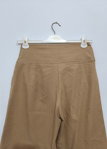 Bej Keten Kadın Normal Boy Pantolon - Görsel 4