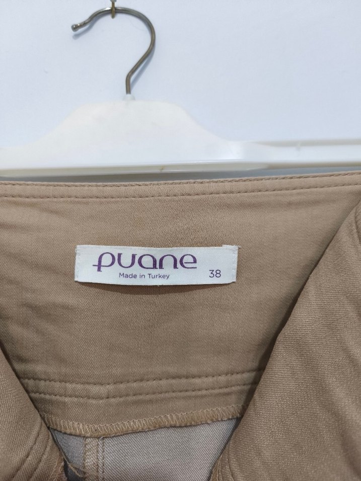 Bej Keten Kadın Normal Boy Pantolon - Görsel 2