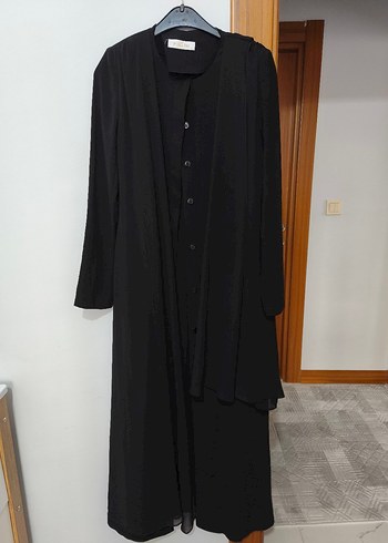 Siyah Uzun elbise ferace - Görsel 5