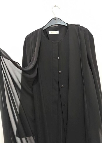 Siyah Uzun elbise ferace - Görsel 2