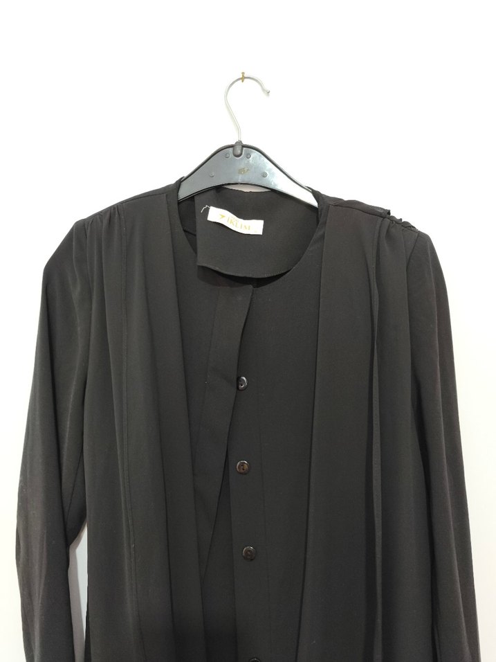 Siyah Uzun elbise ferace - Görsel 4