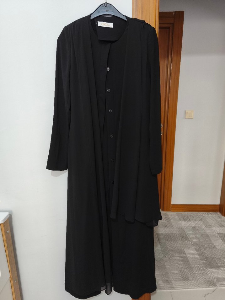 Siyah Uzun elbise ferace - Görsel 5