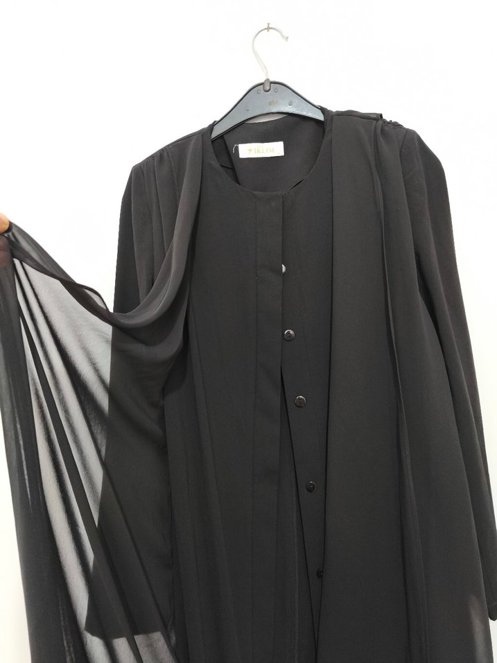 Siyah Uzun elbise ferace - Görsel 2